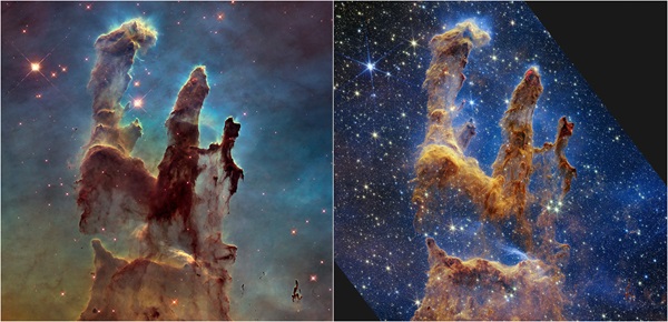 " Il telescopio spaziale  James Webb cattura un ritratto stellare di Pilastri della Creazione ''
