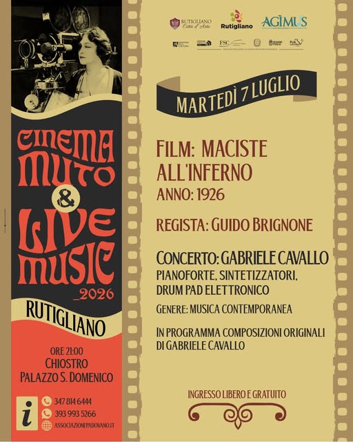 "CINEMA   MUTO  & LIVE  MUSIC 2026 - Film MACISTE  ALL' INFERNO (1926 )''