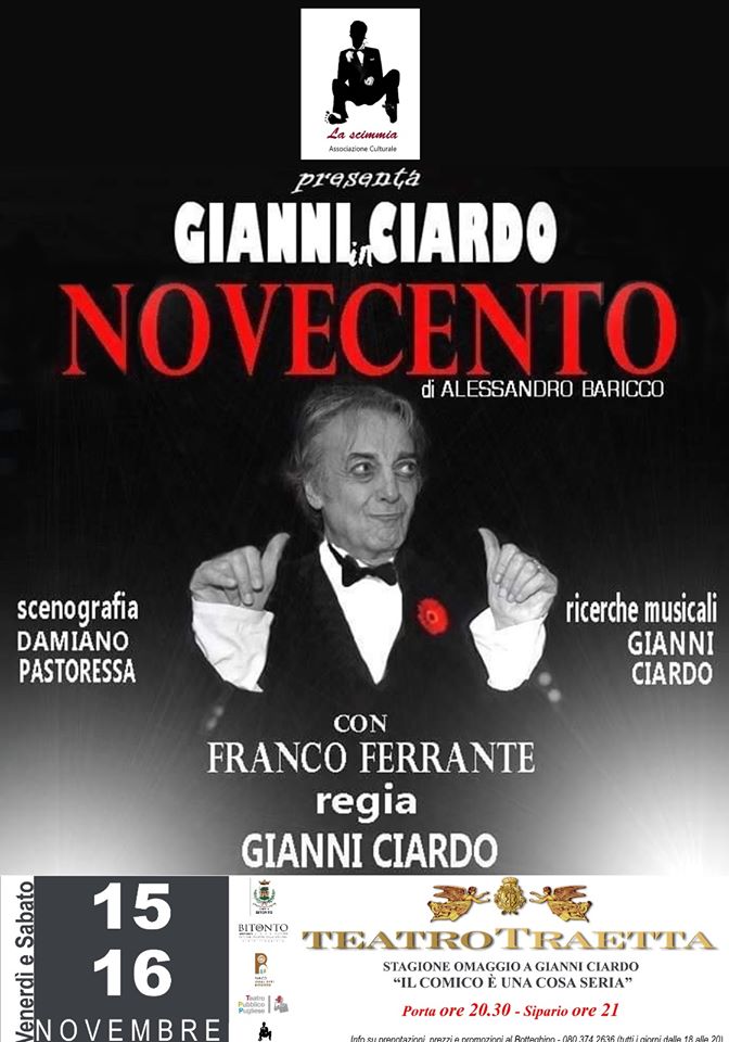 ''NOVECENTO'' di A. Baricco - Prima Nazionale con GIANNI CIARDO
