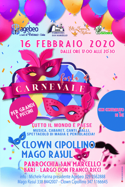 FESTA DI CARNEVALE PER GRANDI E PICCINI