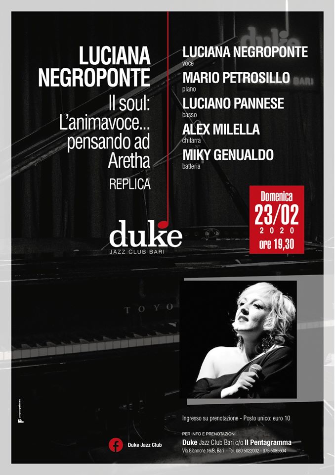 " LUCIANA  NEGROPONTE  QUARTET  " IL  SOUL  al  Duke Jazz Club a Bari .