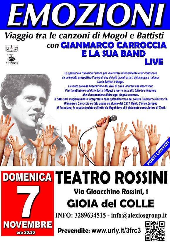 GIANMARCO CARROCCIA IN ‘’EMOZIONI’’ - VIAGGIO TRA LE CANZONI DI MOGOL E BATTISTI