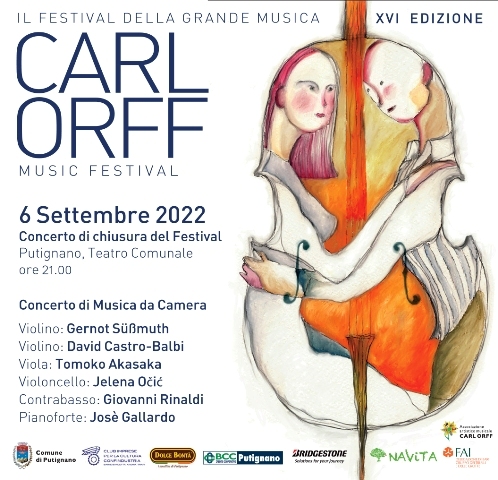 "CARL  ORFF MUSIC FESTIVAL  XVI ed - Concerto finale di Musica da Camera - Musiche di Arensky  e Brahms '' Teatro Comunale di Putignano 6 settembre ore 21''.00
