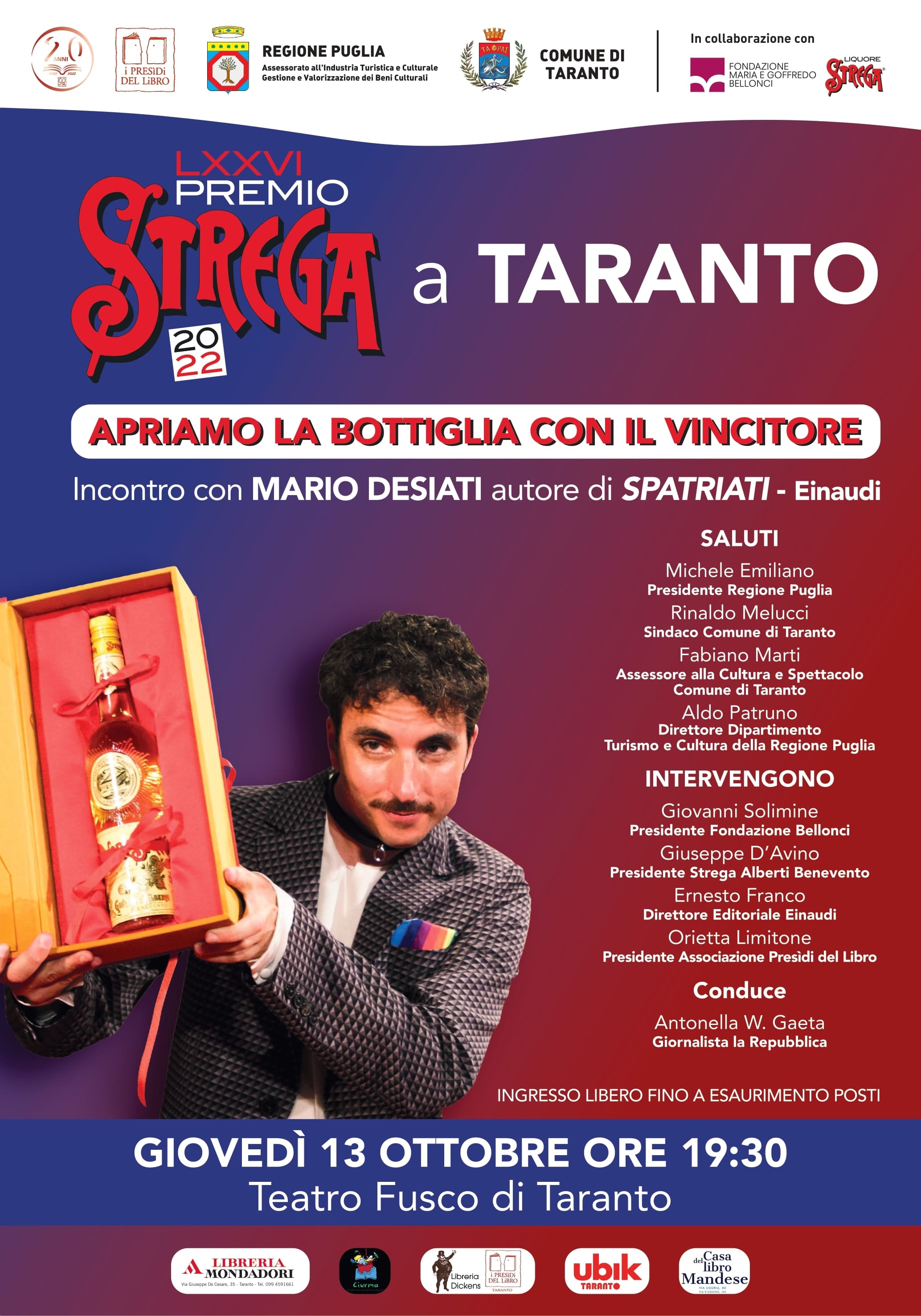 IL ''Premio Strega'' a Taranto: apriamo la bottiglia con il vincitore