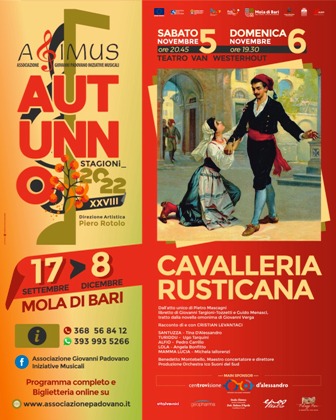 ''Opera - CAVALLERIA  RUSTICANA al Teatro WAN WESTERHOUT a Mola di Bari ''