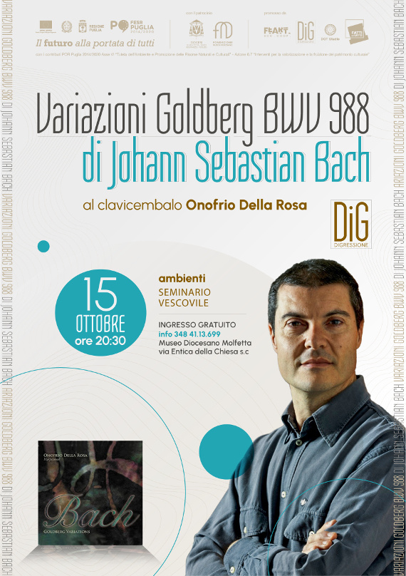 Il clavicembalista Onofrio Della Rosa in concerto con le ''Variazioni Goldberg'' di Johann Sebastian Bach
