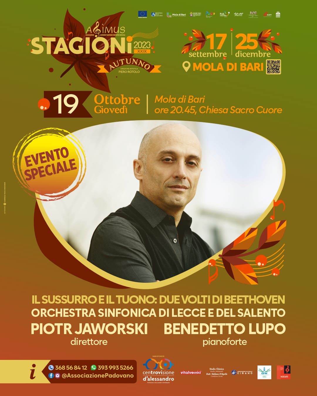 " Evento AGIMUS - Concerto di BENEDETTO LUPO con L'ORCHESTRA SINFONICA DI LECCE E DEL SALENTO diretta da  PIOTR JAWORSKI''