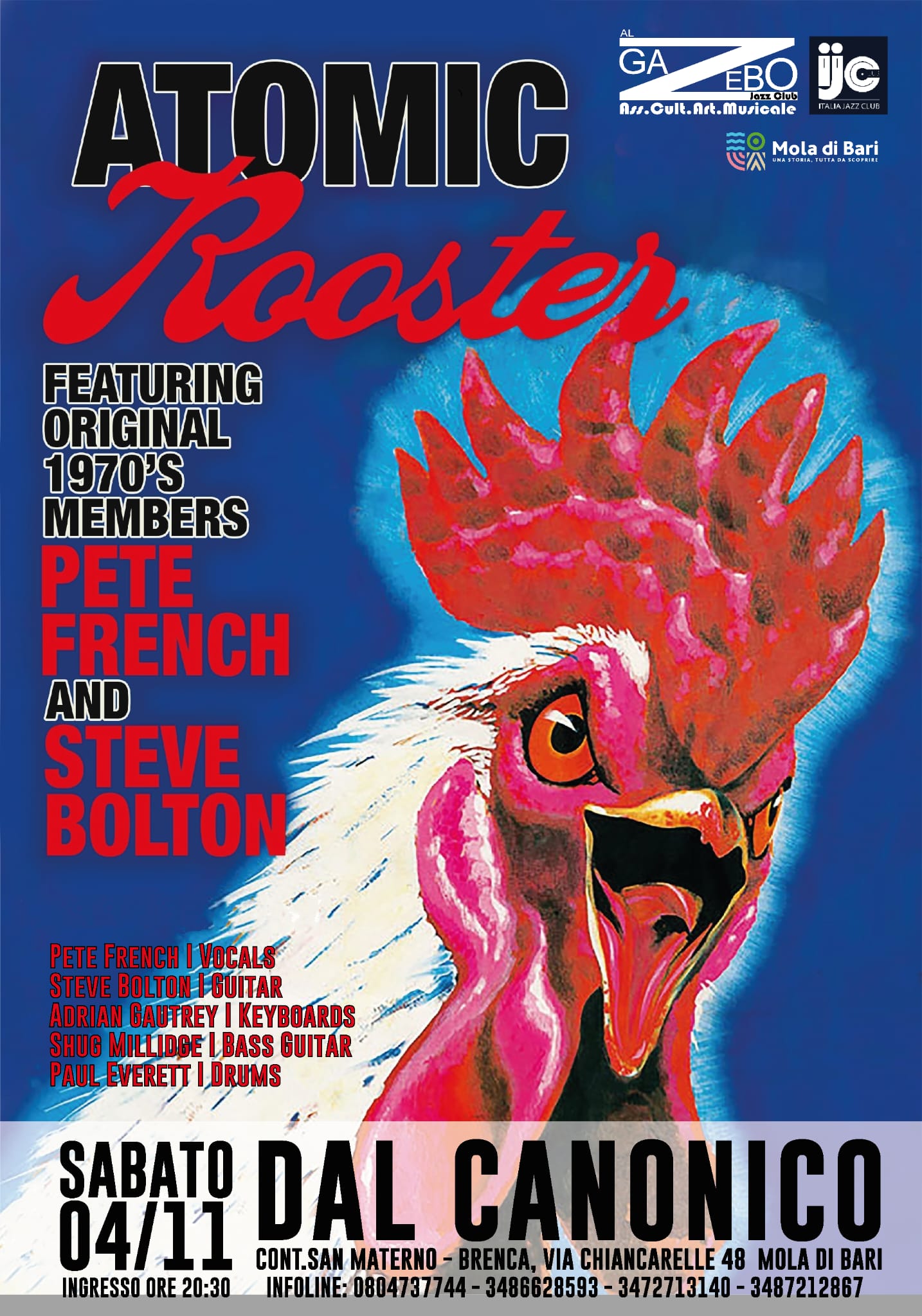 A Mola due miti del rock britannico: Pete French e Steve Bolton live con “THE ATOMIC ROOSTER”