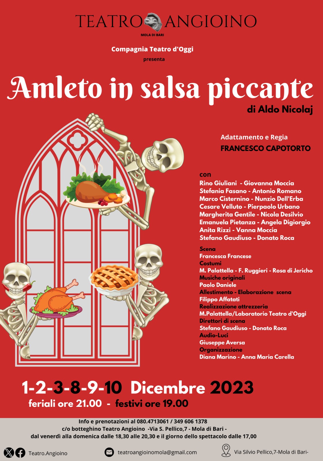 '' AMLETO IN SALSA PICCANTE *AL  DEBUTTO PER  LA STAGIONE DI PROSA DEL TEATRO ANGIOINO DI MOLA DI BARI''