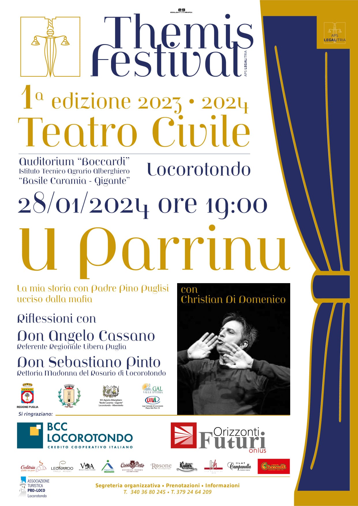 Locorotondo.''Themis Festival'' - Don Pino Puglisi rivive sul palco con Legalitria APS