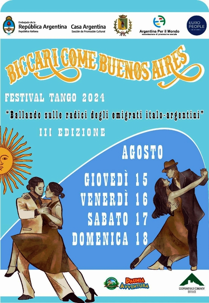 ''Al via la terza edizione di 'Biccari come Buenos Aires - Festival Tango'''