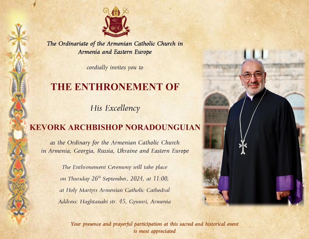 L'Ordinario Armeno Cattolico dell'Armenia, la Georgia, Russia, Ucraina e dell'Europa Orientale è giunto in Armenia