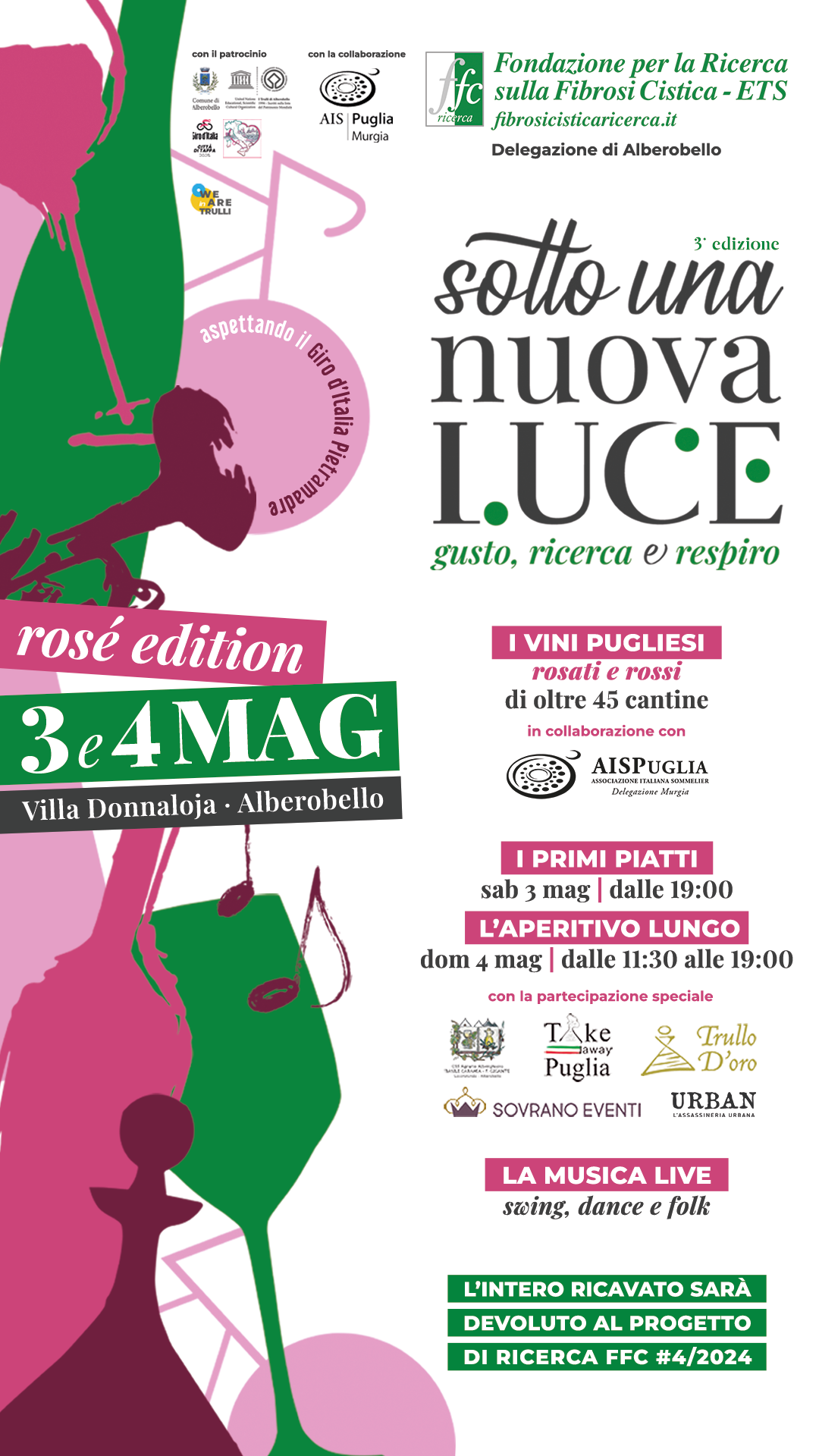 Alberobello si prepara a un weekend di solidarieta' e gusto: torna l’evento  ''Sotto una nuova luce. Gusto, ricerca e respiro. Rosé edition''