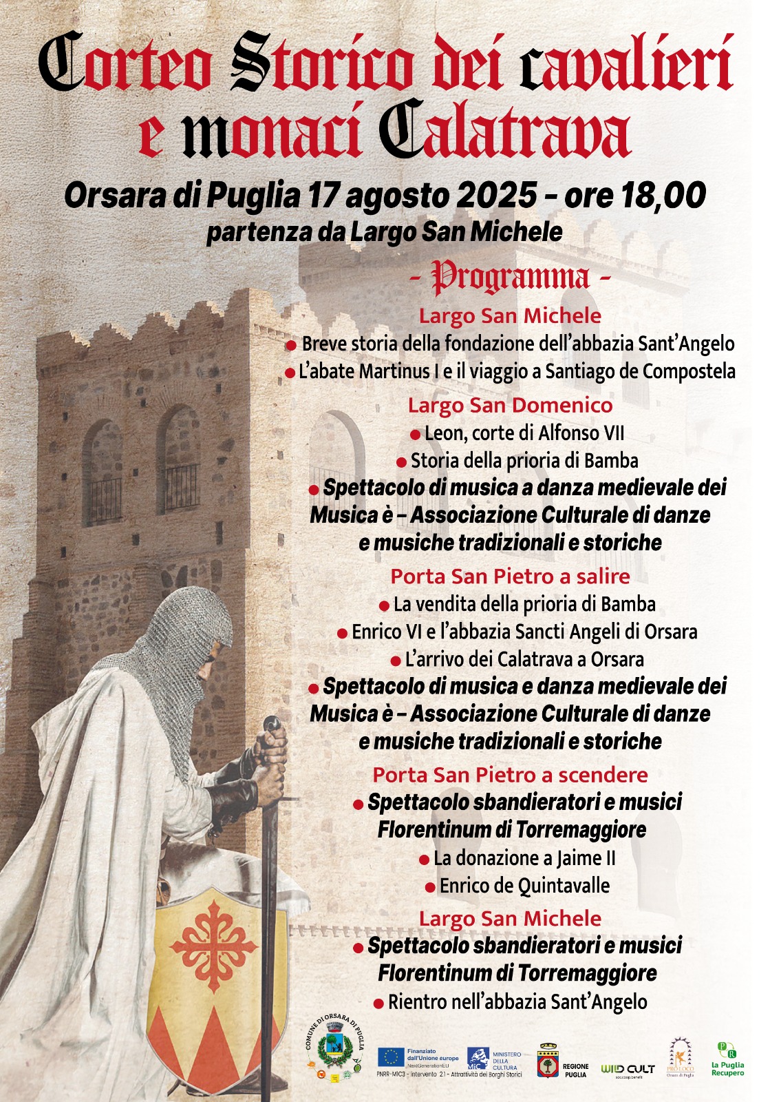 A Orsara il Corteo storico dei cavalieri e monaci di Calatrava