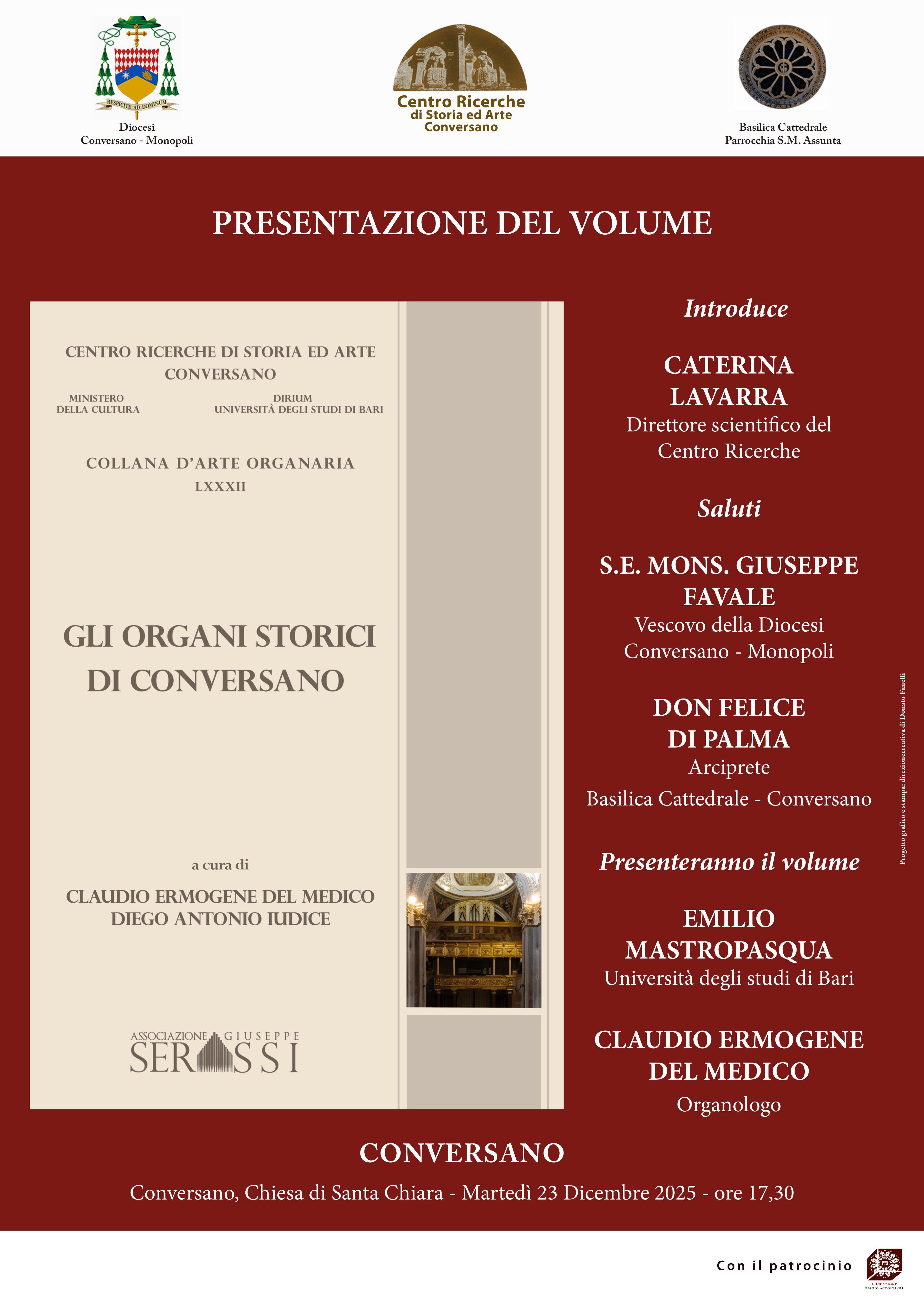 " GLI  ORGANI  STORICI  DI  CONVERSANO - presentazione  del  volume ''