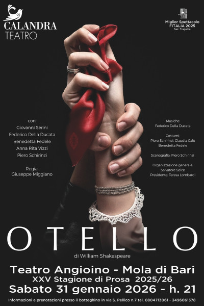 ‘’Otello’’ di W. Shakespeare in scena al Teatro Angioino di Mola di Bari
