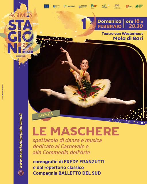 ''Compagnia BALLETTO DEL SUD - LE MASCHERE Rassegna STAGIONi_2025/26'' questa  sera  a  MOLA  DI  BARI