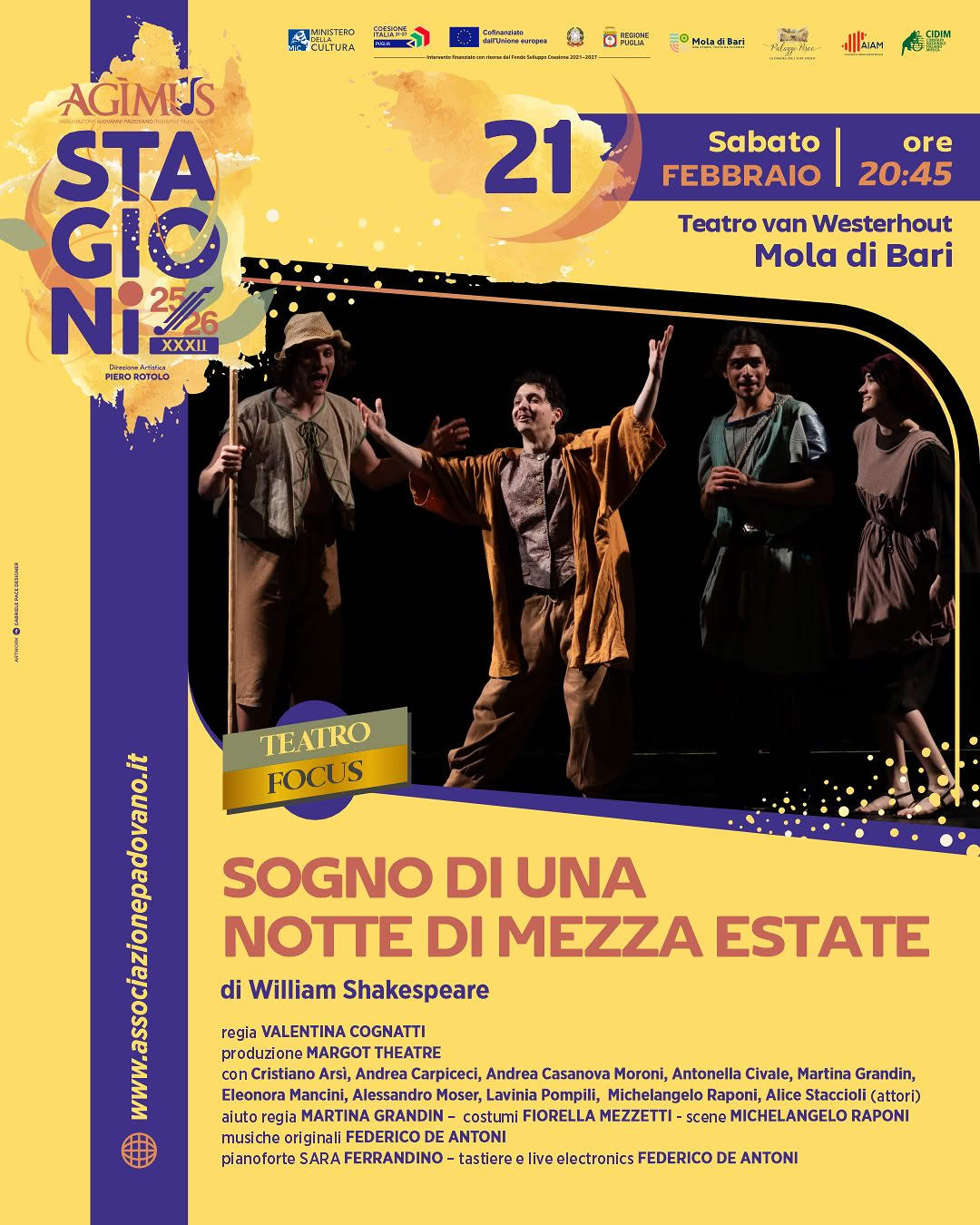‘’Sogno di una notte di mezza estate'' di William Shakespeare in scena al Teatro Van Westerhout di Mola di Bari