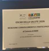 Cerimonia degli Oscar della Salute 2026: al Comune di Bari ''Menzione speciale per coinvolgimento e partecipazione’' per il progetto ''La Casa delle Bambine e dei Bambini''