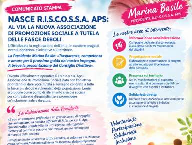 Nasce R.i.s.c.o.s.s.a. Aps: una nuova realtà al fianco dei più deboli